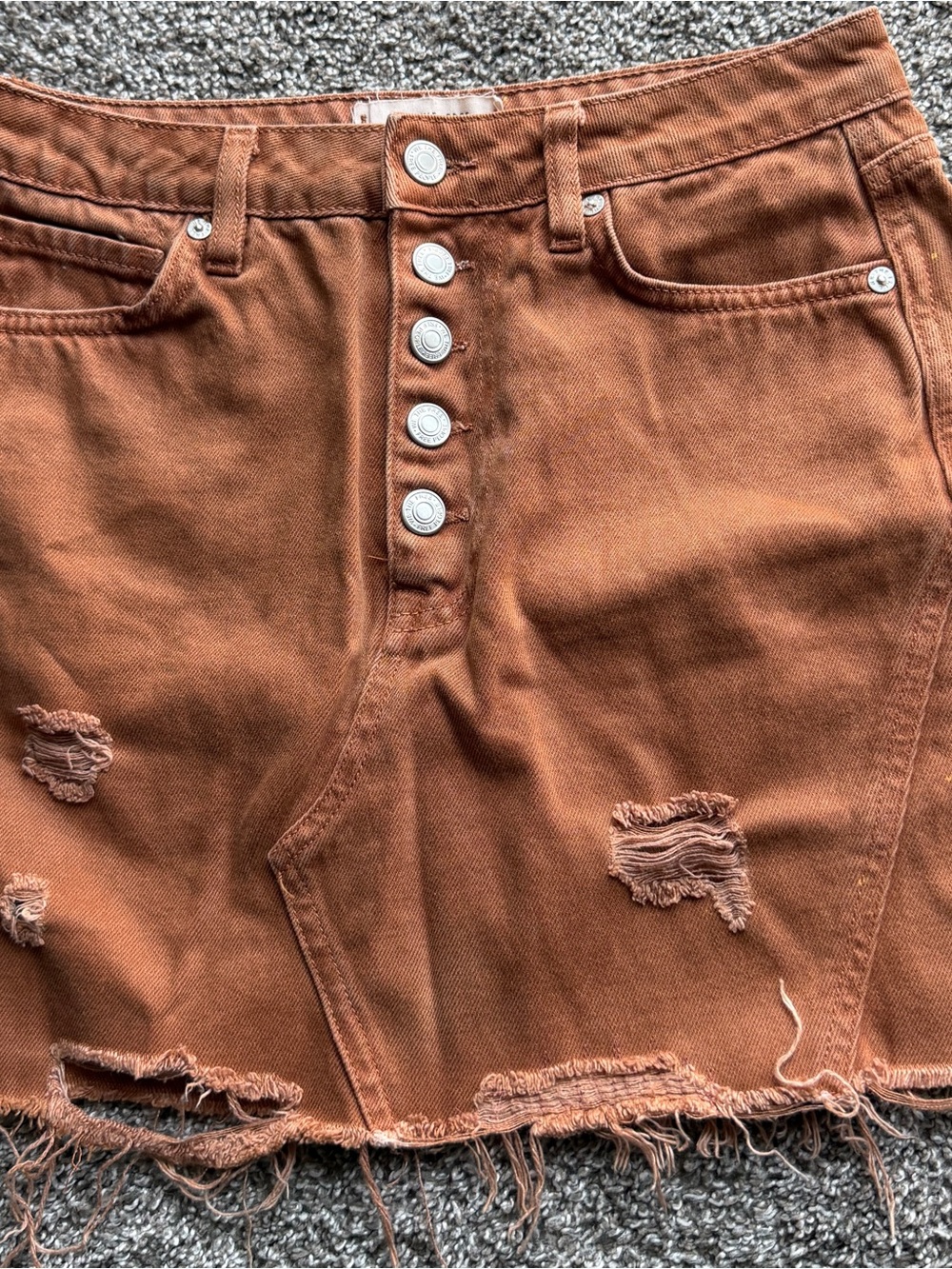 We The Free faded rust orange denim skirt